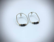 Load image into Gallery viewer, Forward Facing Oval Hoops with Metal Beads