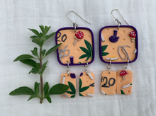 Load image into Gallery viewer, polymer clay and sterling silver 420 earrings, 2 pairs