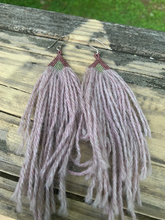 Load image into Gallery viewer, beaded earrings, peruvian baby alpaca yarn fringe