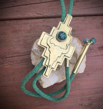 Load image into Gallery viewer, cow skull brass bolo
