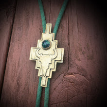 Load image into Gallery viewer, cow skull brass bolo