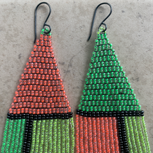 Load image into Gallery viewer, geometric neon beaded earrings