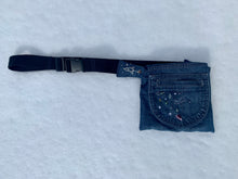 Load image into Gallery viewer, galaxy embroidered upcycled denim fanny pack