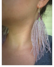 Load image into Gallery viewer, beaded earrings, peruvian baby alpaca yarn fringe