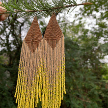 Load image into Gallery viewer, gold, yellow, & brown statement earrings