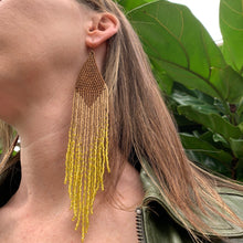 Load image into Gallery viewer, gold, yellow, & brown statement earrings