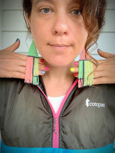 Load image into Gallery viewer, geometric neon beaded earrings