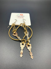 Load image into Gallery viewer, brass and master key found object earrings
