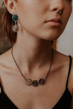 Load image into Gallery viewer, beaded circle stud double tiered earrings