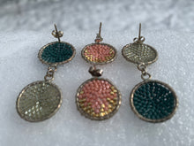 Load image into Gallery viewer, beaded circle stud double tiered earrings