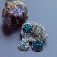Load image into Gallery viewer, beaded circle stud double tiered earrings