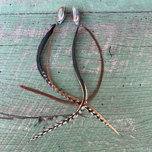 Load image into Gallery viewer, natural chrysocolla, silver, and long feather earrings