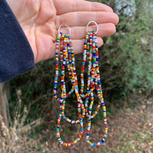 Load image into Gallery viewer, silver free form hoop studs, trade beads