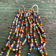 Load image into Gallery viewer, silver free form hoop studs, trade beads