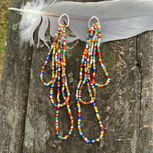 Load image into Gallery viewer, silver free form hoop studs, trade beads