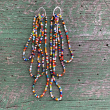 Load image into Gallery viewer, silver free form hoop studs, trade beads