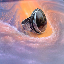 Load image into Gallery viewer, men's cigar band style ring with biggs jasper