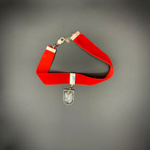 Load image into Gallery viewer, red velvet choker with vintage faceted chandelier crystal