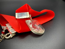 Load image into Gallery viewer, red velvet choker with vintage faceted chandelier crystal
