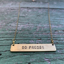 Load image into Gallery viewer, GO PREDS! hand-stamped brass necklace, made-to-order