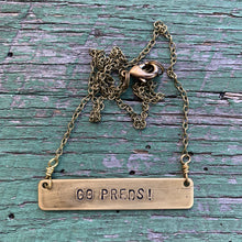Load image into Gallery viewer, GO PREDS! hand-stamped brass necklace, made-to-order