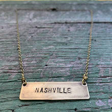 Load image into Gallery viewer, NASHVILLE hand-stamped brass necklace, made-to-order