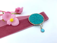 Load image into Gallery viewer, pink turquoise velvet beaded choker