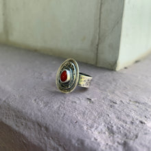 Load image into Gallery viewer, coral teardrop ring