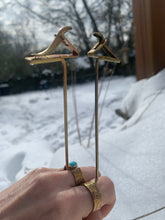 Load image into Gallery viewer, roach clip brass silver & turquoise ring