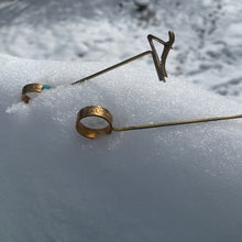 Load image into Gallery viewer, roach clip brass silver & turquoise ring