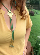 Load image into Gallery viewer, cow skull brass bolo

