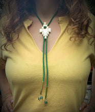 Load image into Gallery viewer, cow skull brass bolo
