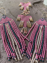 Load image into Gallery viewer, pink house beaded earrings #1
