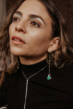 Load image into Gallery viewer, asymmetrical turquoise and moonstone silver earrings
