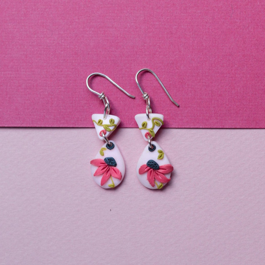 dainty floral polymer clay earrings