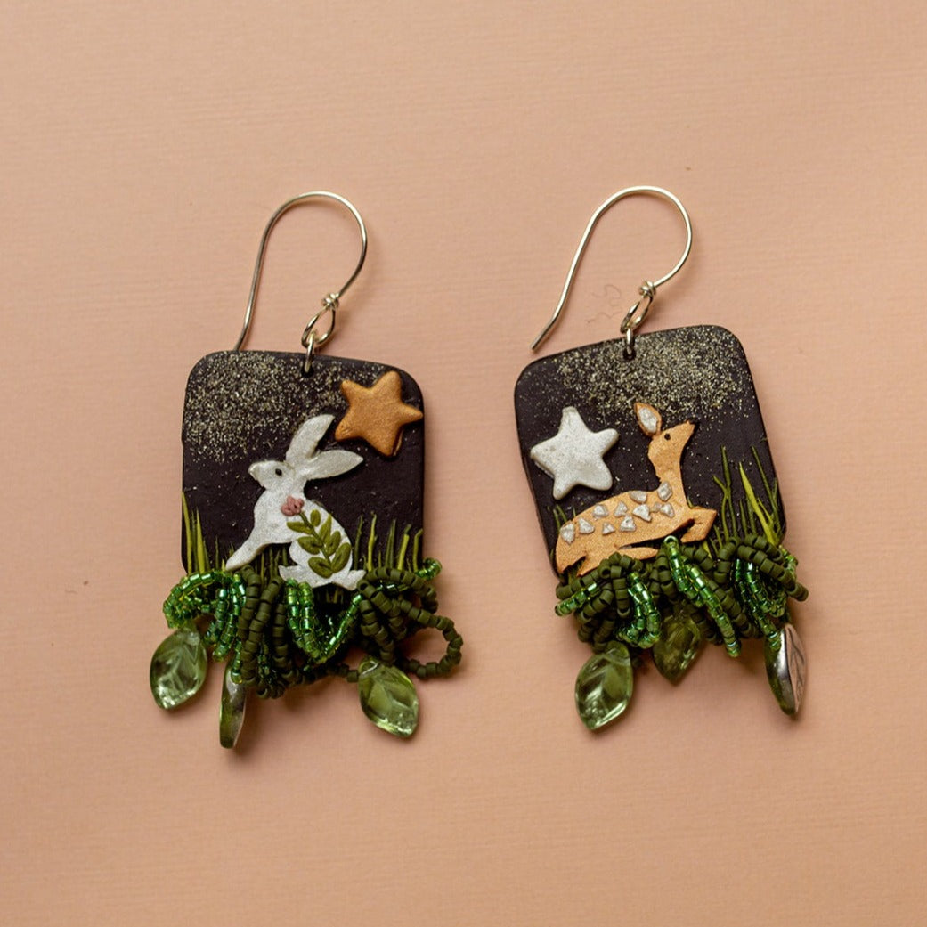 woodland creatures & silver dust earrings