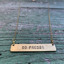 Load image into Gallery viewer, GO PREDS! hand-stamped brass necklace, made-to-order
