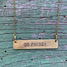 Load image into Gallery viewer, GO PREDS! hand-stamped brass necklace, made-to-order
