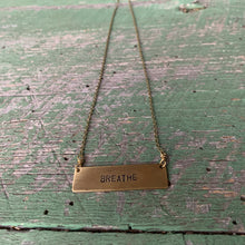Load image into Gallery viewer, breathe hand-stamped brass necklace, made-to-order
