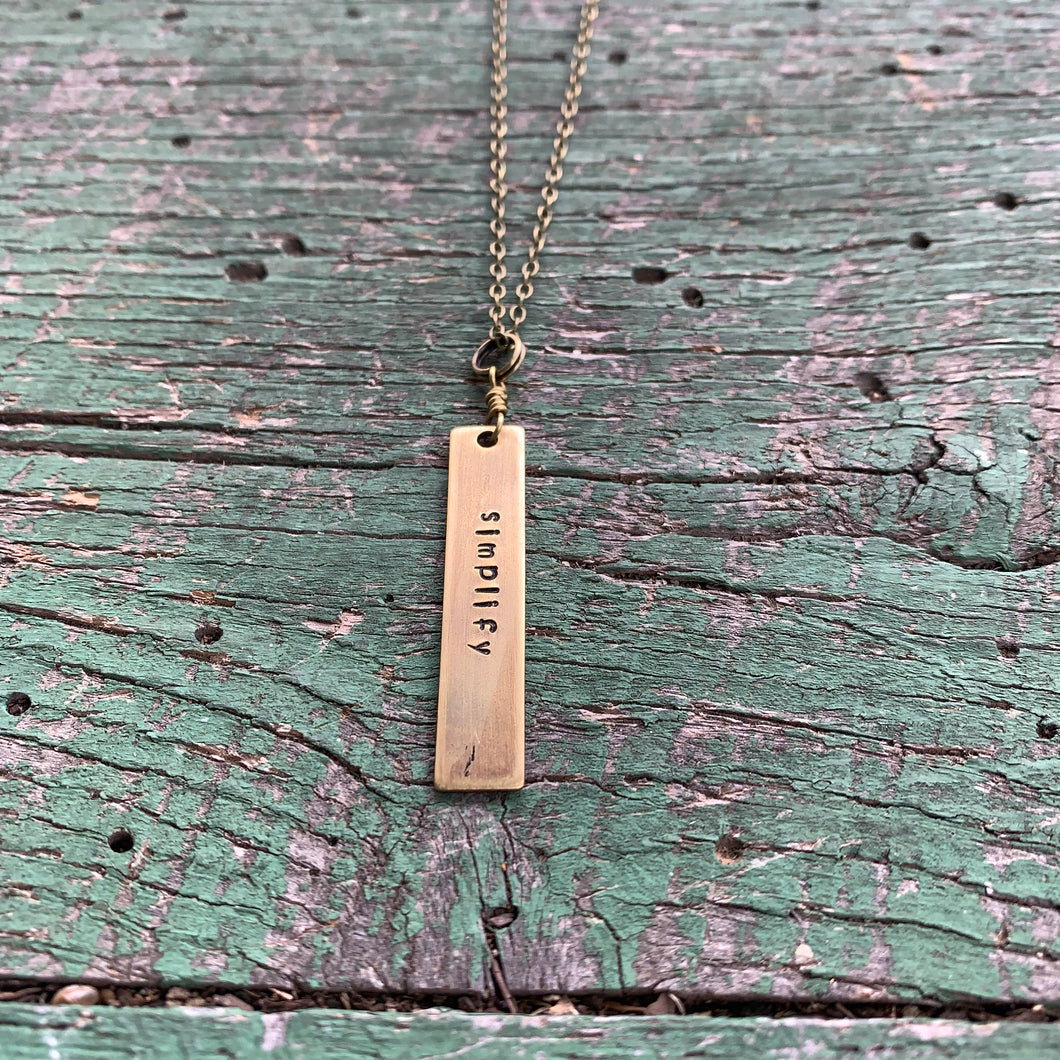 simplify hand-stamped brass necklace, made-to-order