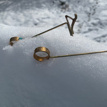 Load image into Gallery viewer, roach clip brass silver &amp; turquoise ring
