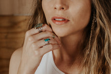 Load image into Gallery viewer, turquoise silver and gold fill pronged ring
